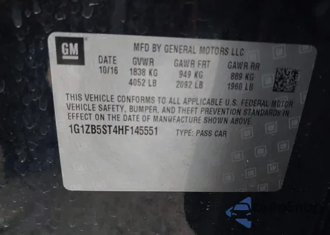 2017 Chevrolet Malibu Ls z USA, uszkodzony, nr VIN 1G1ZB5ST4HF145551